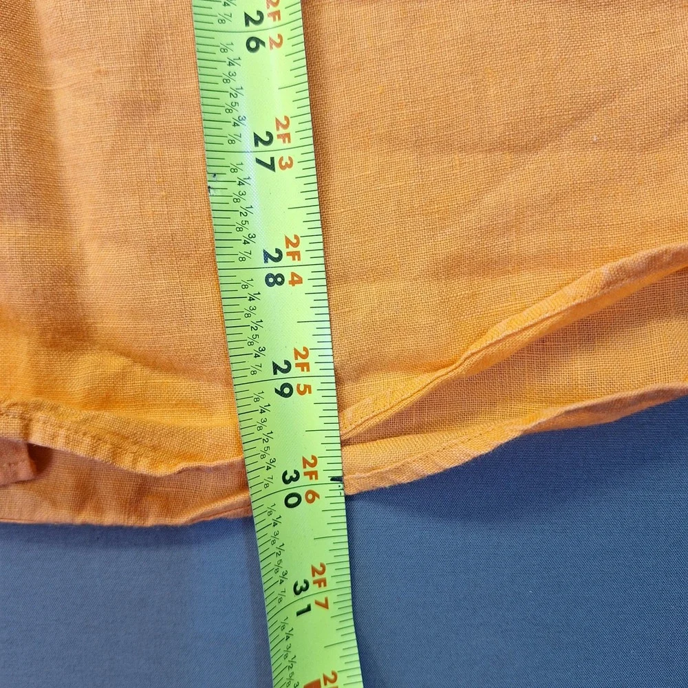 Polo Ralph Lauren Mens Orange 100% Linen Short Sleeve Button Down Shirt M Beach